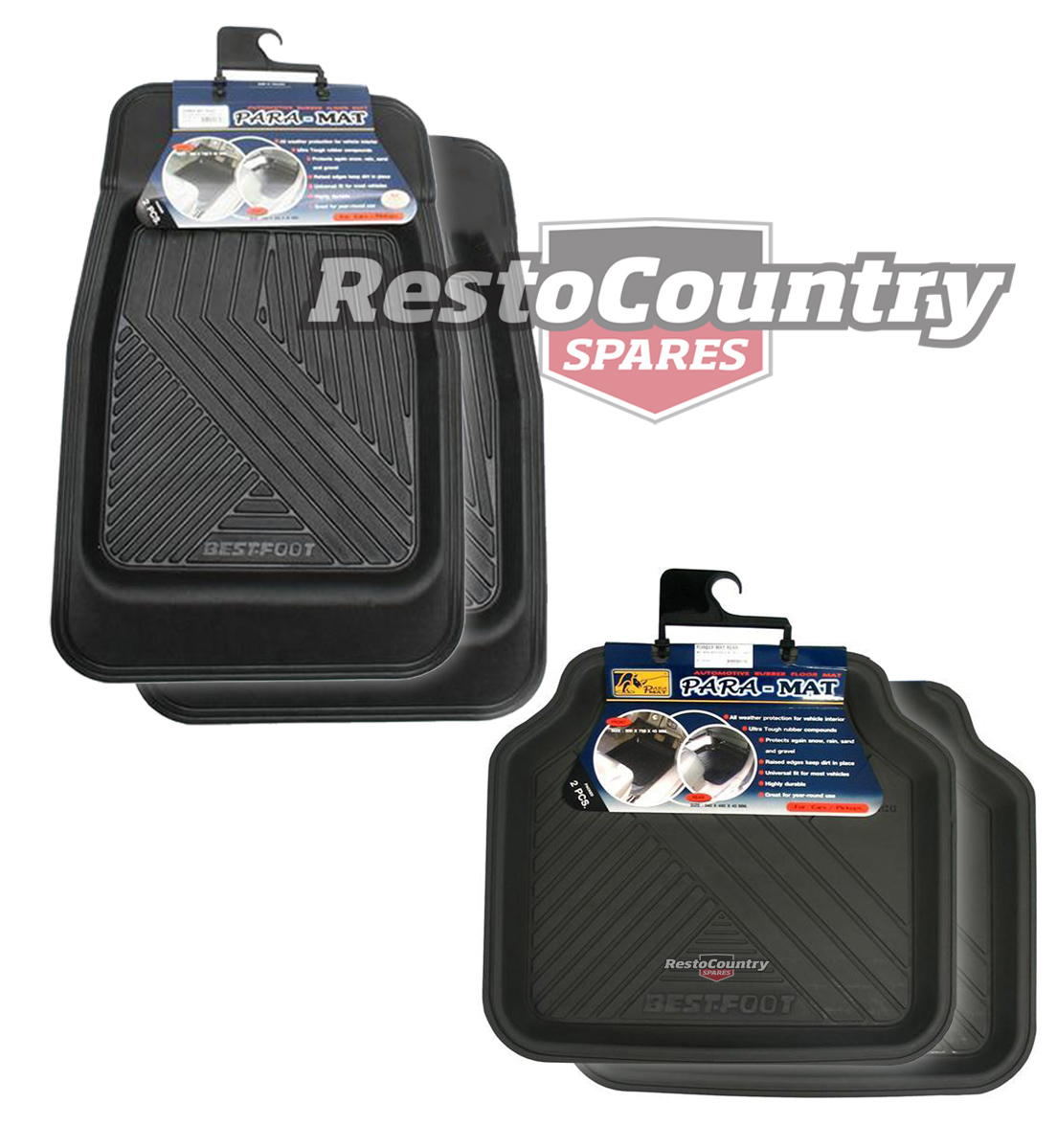 Universal Tuff Rubber Floor Mats X4 Front Rear Car 4wd