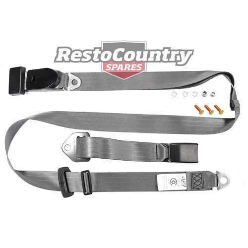 Holden / Ford LAP SASH Seat Belt x1 GREY Adjustable Web Stalk