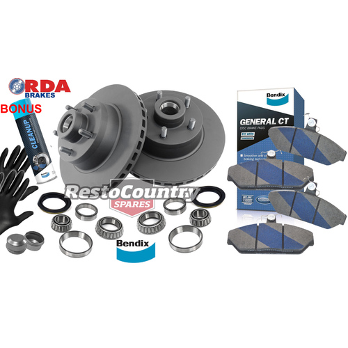 Ford Front Disc Brake Rotor + Bendix Pad + Bearing Kit XE XF 70mm Case - GIRLOCK