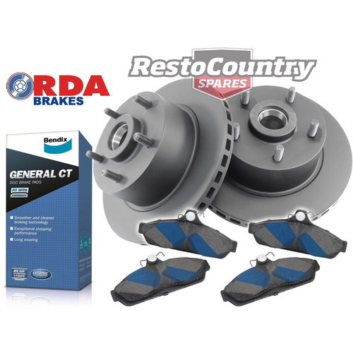 Holden Commodore Front Disc Brake Rotor+ Bendix GCT Pad Kit VL 6Cyl N/A 